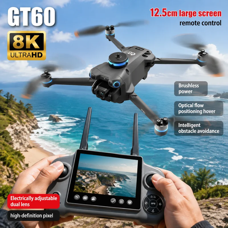 NEW GT60 미니 드론 듀얼 카메라 8K 항공기 장 - Drone Camera Night Vision 리뷰 및 가격